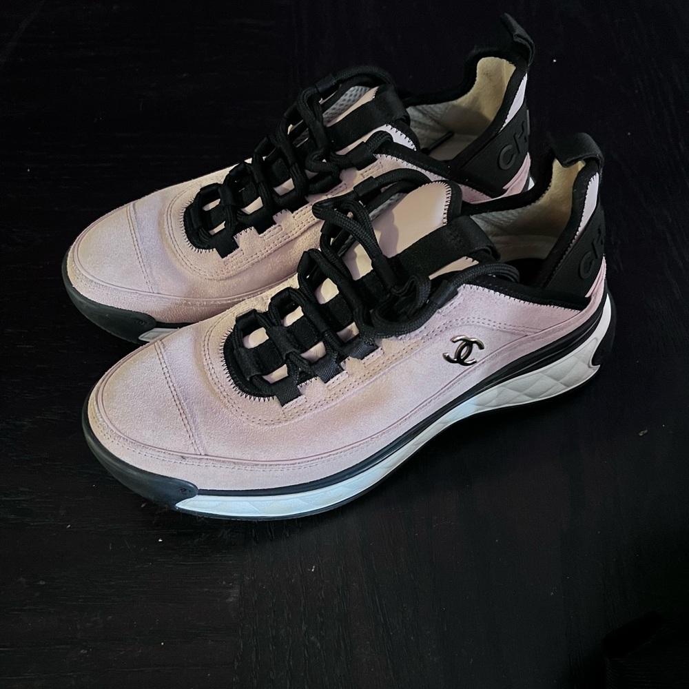 CHANEL Pink and Black Sneakers